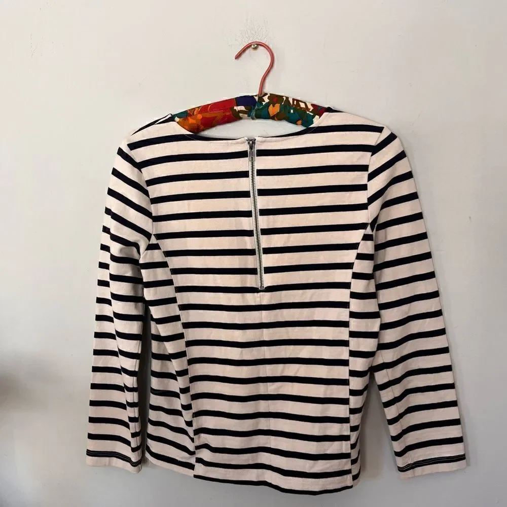 J crew . Black and cream stripe heavy knit top